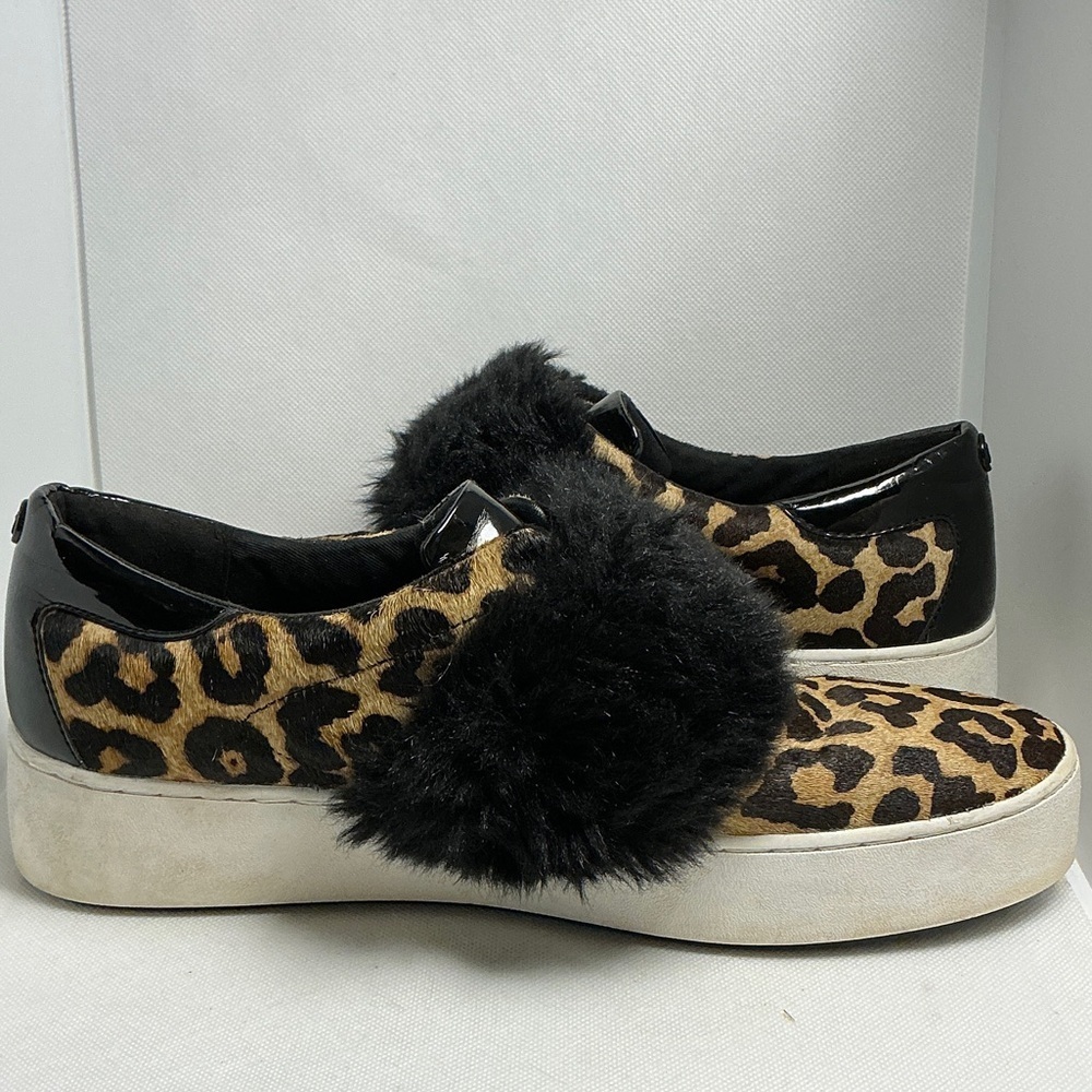 Michael Michael Kors Leopard Calf Hair Faux Fur Slip-On Sneakers Size 10 - Picture 6 of 12